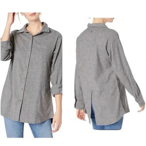 PRANA | Women’s Grey Aster Button Down Open Vent Tunic Shirt Size M